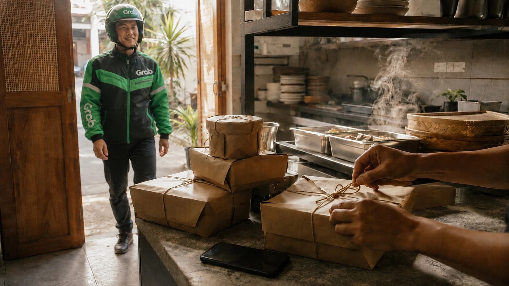 A food business preparing an order for delivery